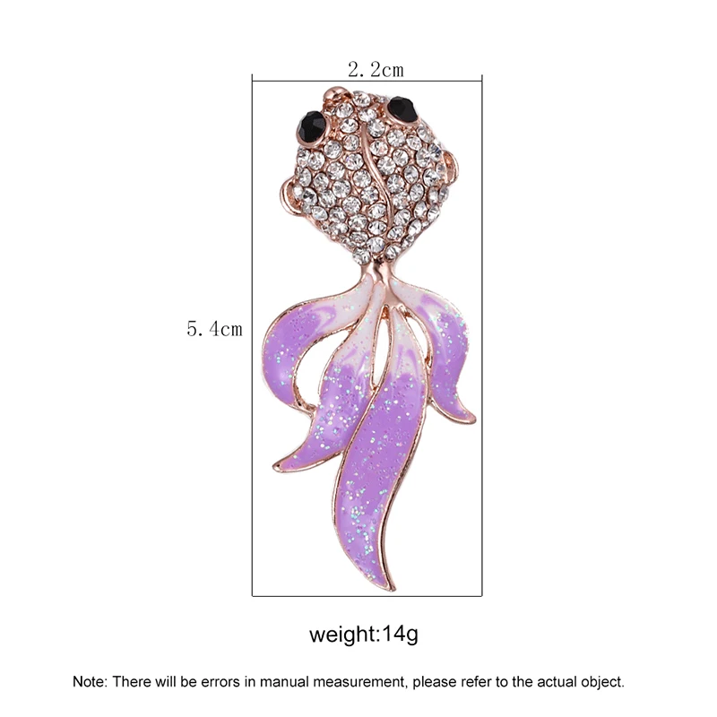 

New Purple / Yellow Goldfish Brooch Cute Rhinestone Goldfish Pin Cowboy Lapel Fish Badge Family Kids Blessing Gift Jewelry gift