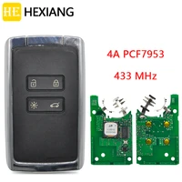 he xiang car remote control key for renault megane4 talisman espace 5 kadjar 4a pcf7953m 433 9fsk auto smart card promixity key