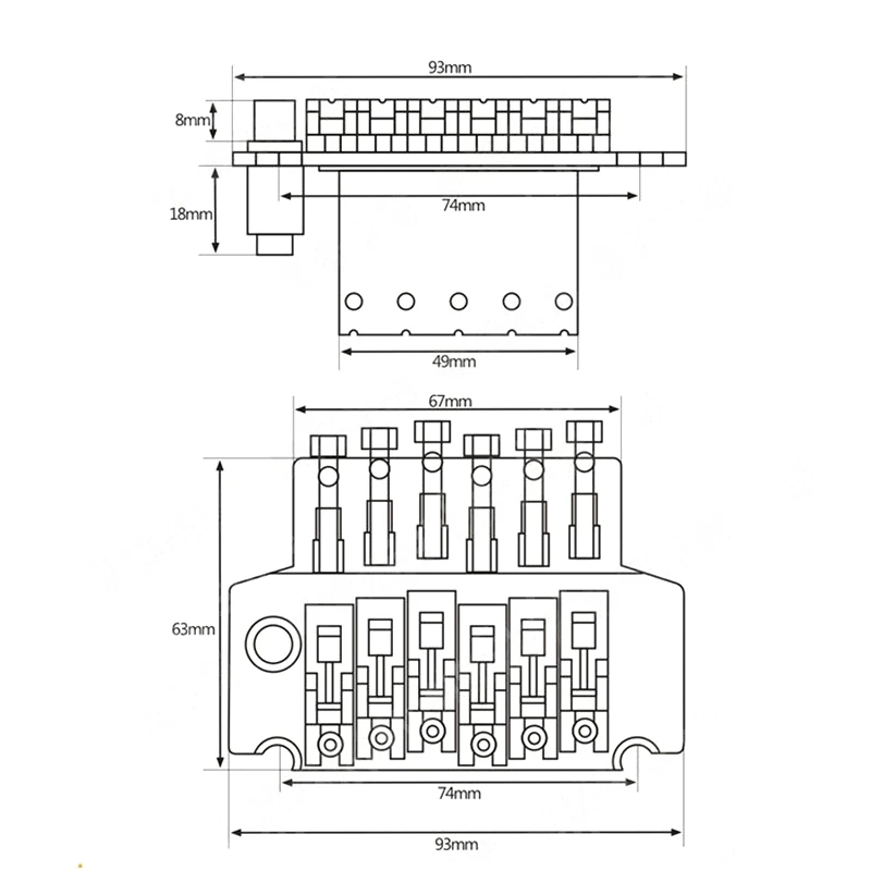 

Double Locking Tremolo System Bridge for Electric Guitar Parts Black Musical Instrument Accessories