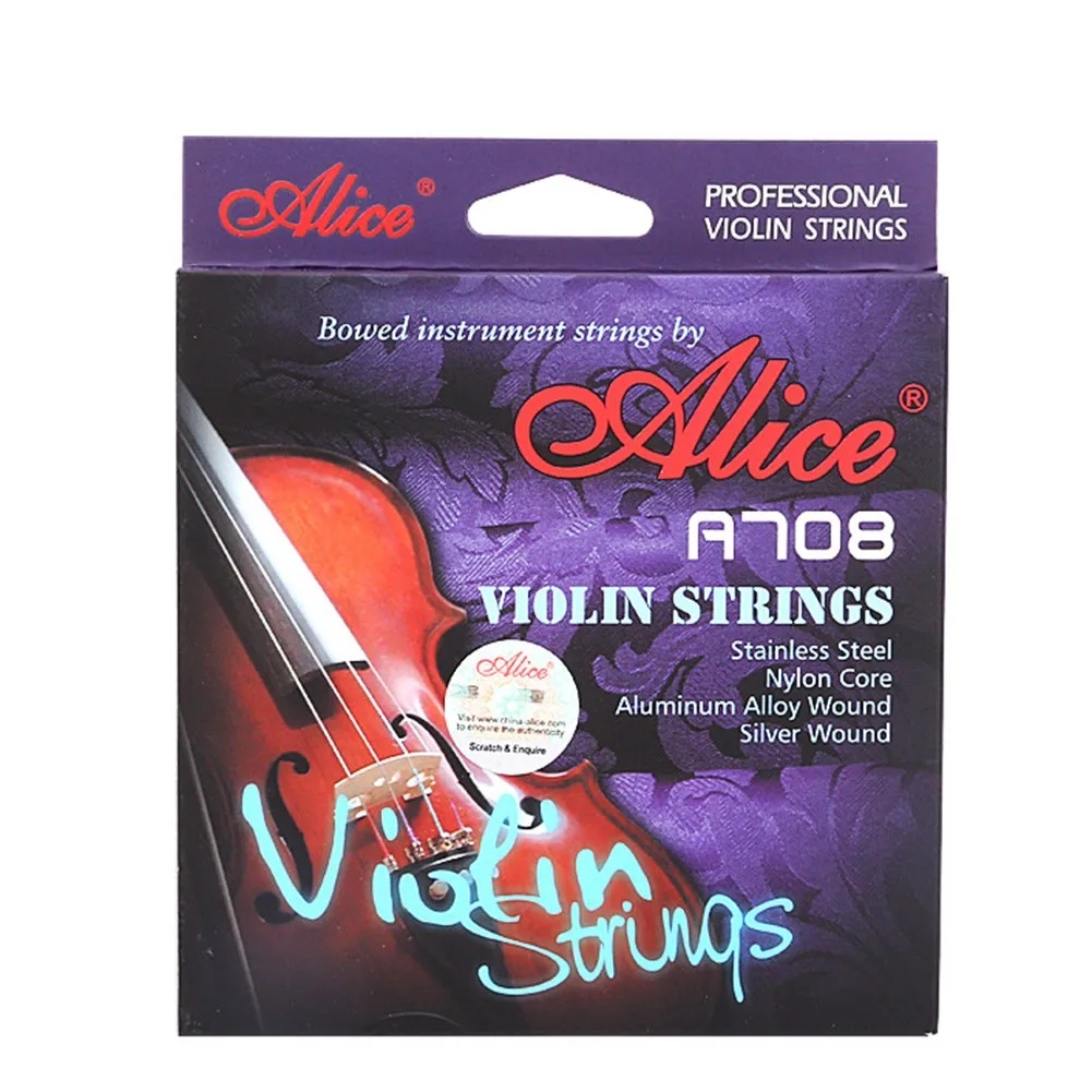 

Струны для скрипки Alice Pro EADG 4/4 с нейлоновым сердечником, полноразмерные, дополнительно одинарные, струны для музыкальных инструментов, сменные Струны для скрипки