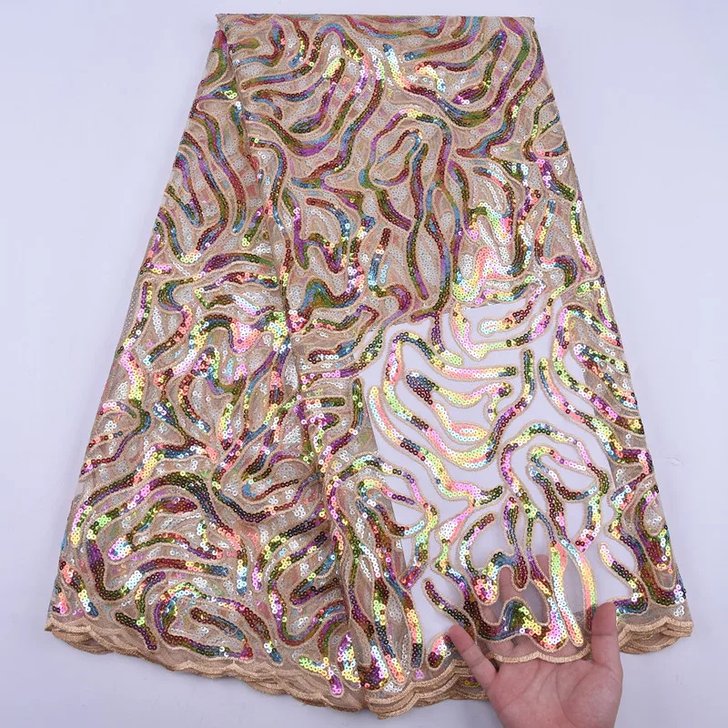 Новейшая цветная кружевная ткань с блестками африканская сетчатая французский