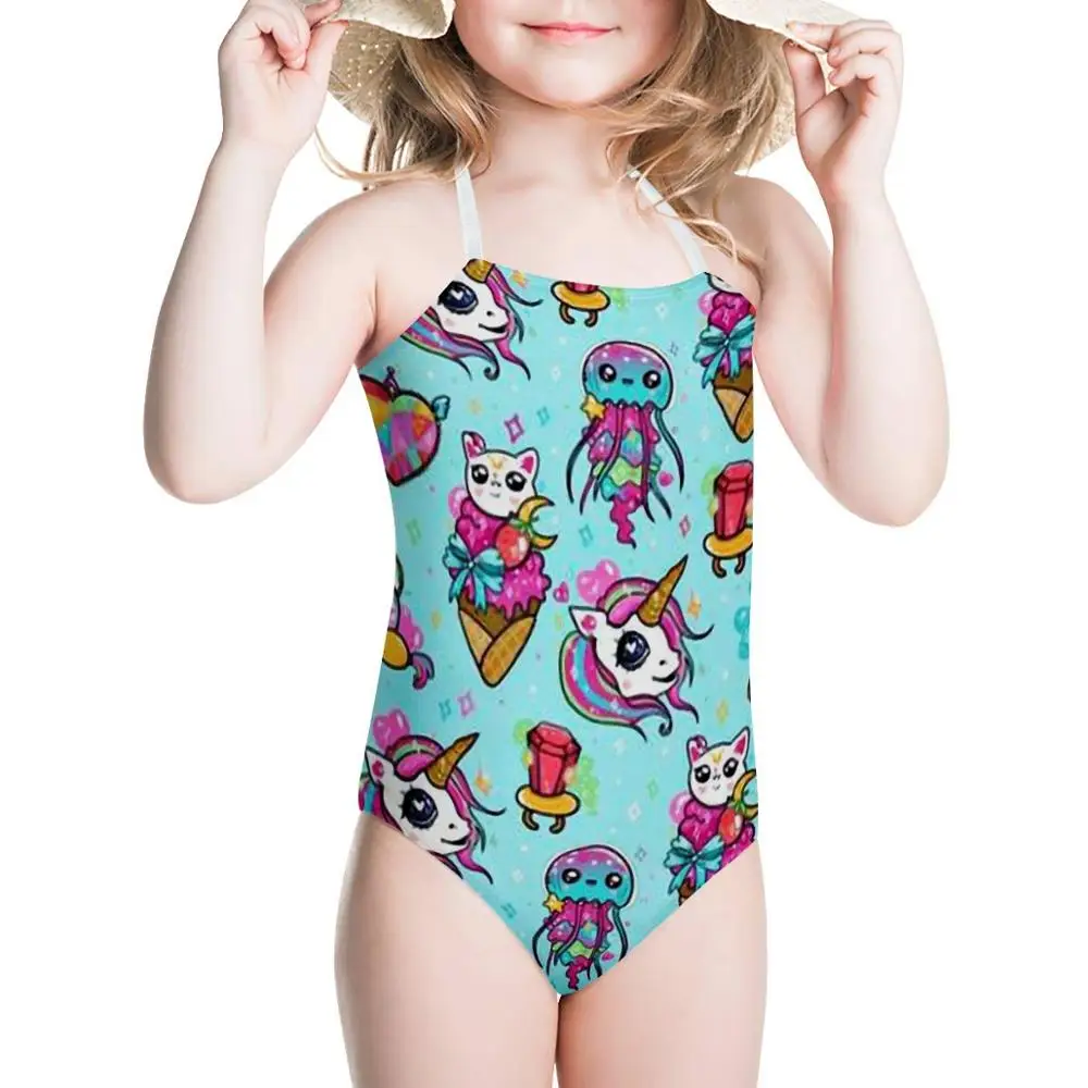 Слитные купальники HYCOOL с рисунком мороженого единорога лошади летняя одежда для