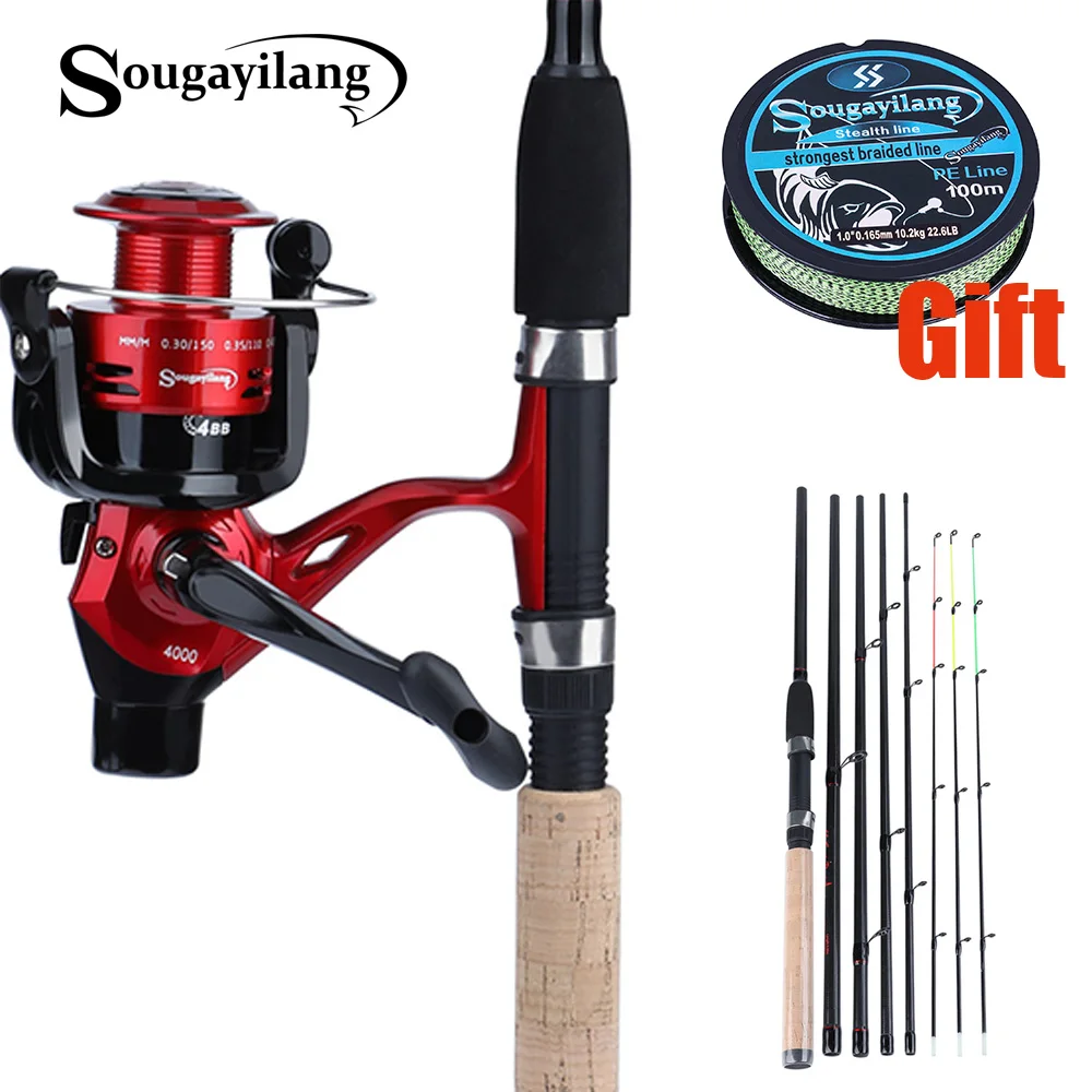 

Удочка Sougayilang для ловли карпа, комбинированная катушка с 3 м, 9,8 Фута, спиннинговая удочка и 4BB, комплект рыболовных катушек для карпа
