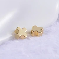 diy6mm cross shaped small hole beads electroplated real gold glossy bead necklace bracelet earrings beaded accessories