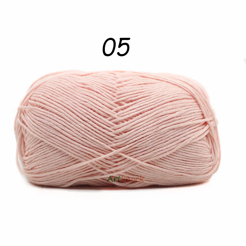 05 1PC 50 г хлопковая пряжа Органическая пряжа для вязания вязанных свитеров носки 24 цвета крючком иглы № 2 - Цвет: 05 1PC
