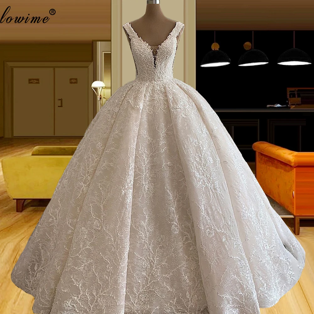 

Vestidos De Novia 2020 Elegant Lace Pearls Wedding Dresses A-Line Backless Sexy Wedding Gowns For Women Pregnant Robe De Mariee