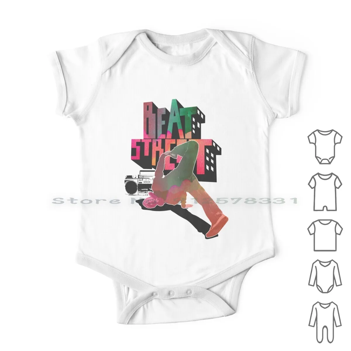 

1980's Series Beat Street Newborn Baby Clothes Rompers Cotton Jumpsuits Break Dance Hip Hop Rap Stereo Ghetto Blaster Street B