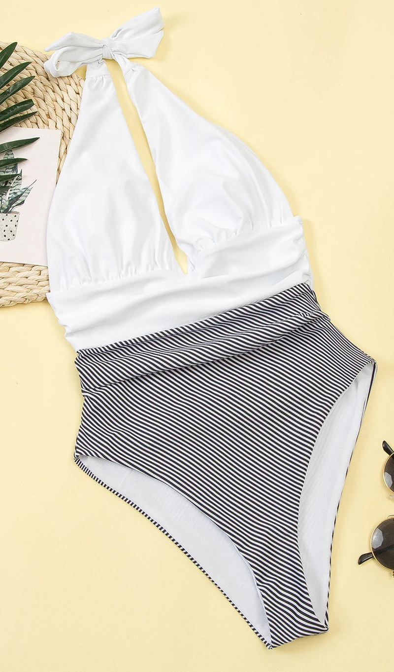 Купальник с высоким вырезом слитный купальный костюм большого размера для