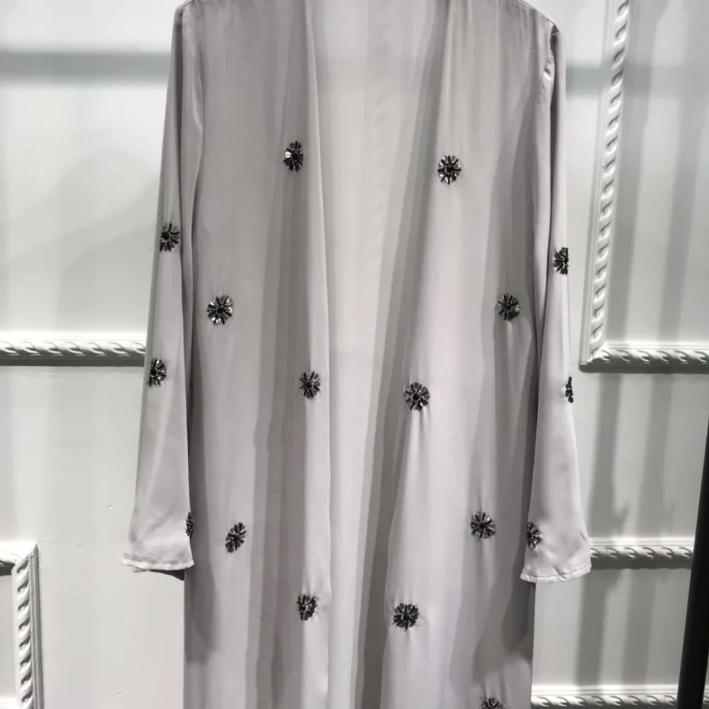 

Hand made sequined Beading opened abaya Muslim dress female fashion katfan dubai kimono islamic abaya prayer service clothing