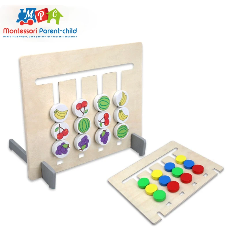 

Игрушка Монтессори, цвета и фрукты, двусторонняя подходящая игра, обучение логике, обучающие игрушки для детей, деревянная игрушка для дете...