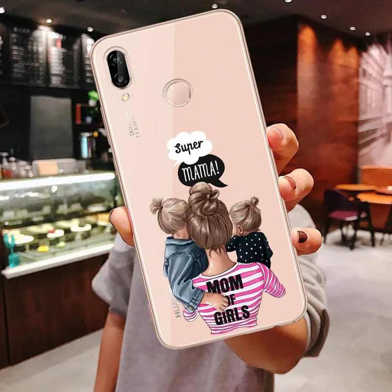 TPU Clear Soft Case For Huawei P30 Lite P30 Pro P20 Lite P20Pro Mate 10 20 Pro Mate 20 Lite Black Brown Hair Baby Mom Girl Cover - Цвет: TPU