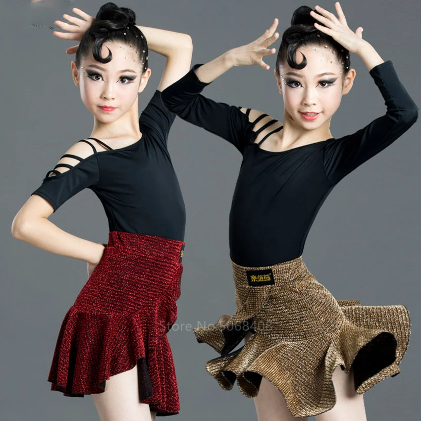 5 цветов детская юбка для латинских танцев платье соревнований маленьких девочек