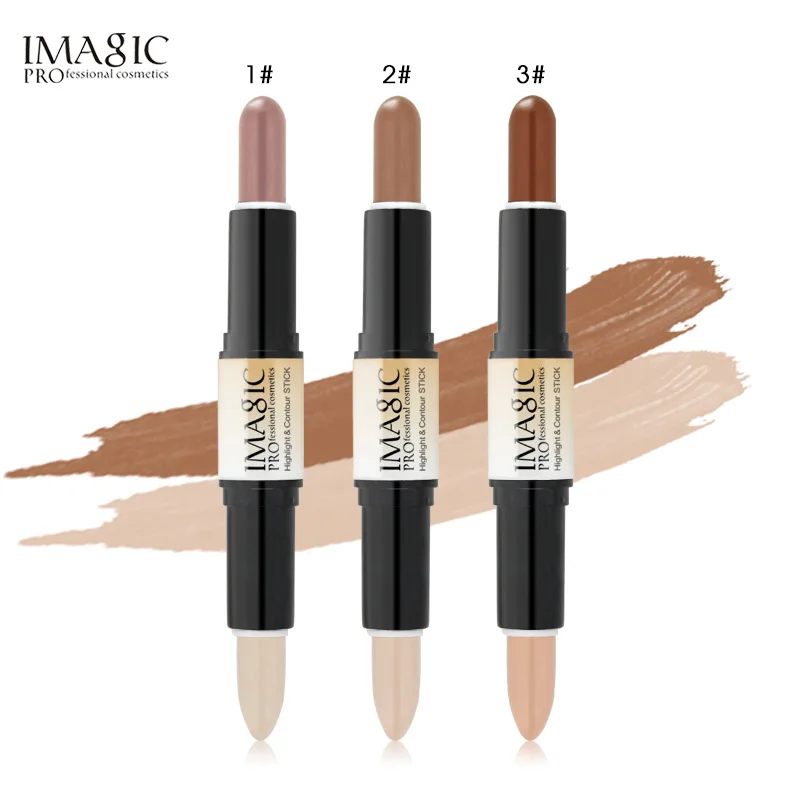 

6 Colors Dual-ended Face Highlighter Sticks Makeup Contour Cosmetics Cream Concealer 3D Face Body Shaping Highlight Stick, 3pcs