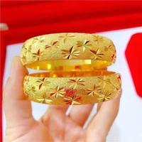 wedding bangle yellow gold filled carved stars womens hand bracelets bridal fashion jewelry gift