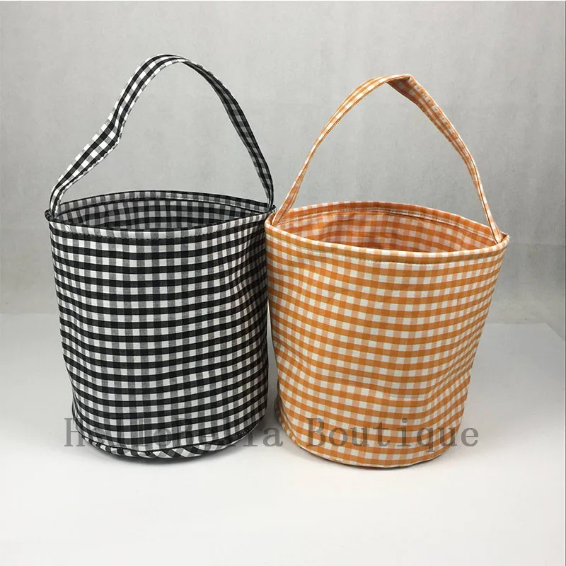 100 шт в мелкую клетку Хэллоуин ведра с монограммой Праздничных конфет ведро осень