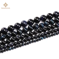 natural black blue tiger eye stone round loose spacer beads for jewelry making diy bracelet necklace 15 4 6 8 10 12mm