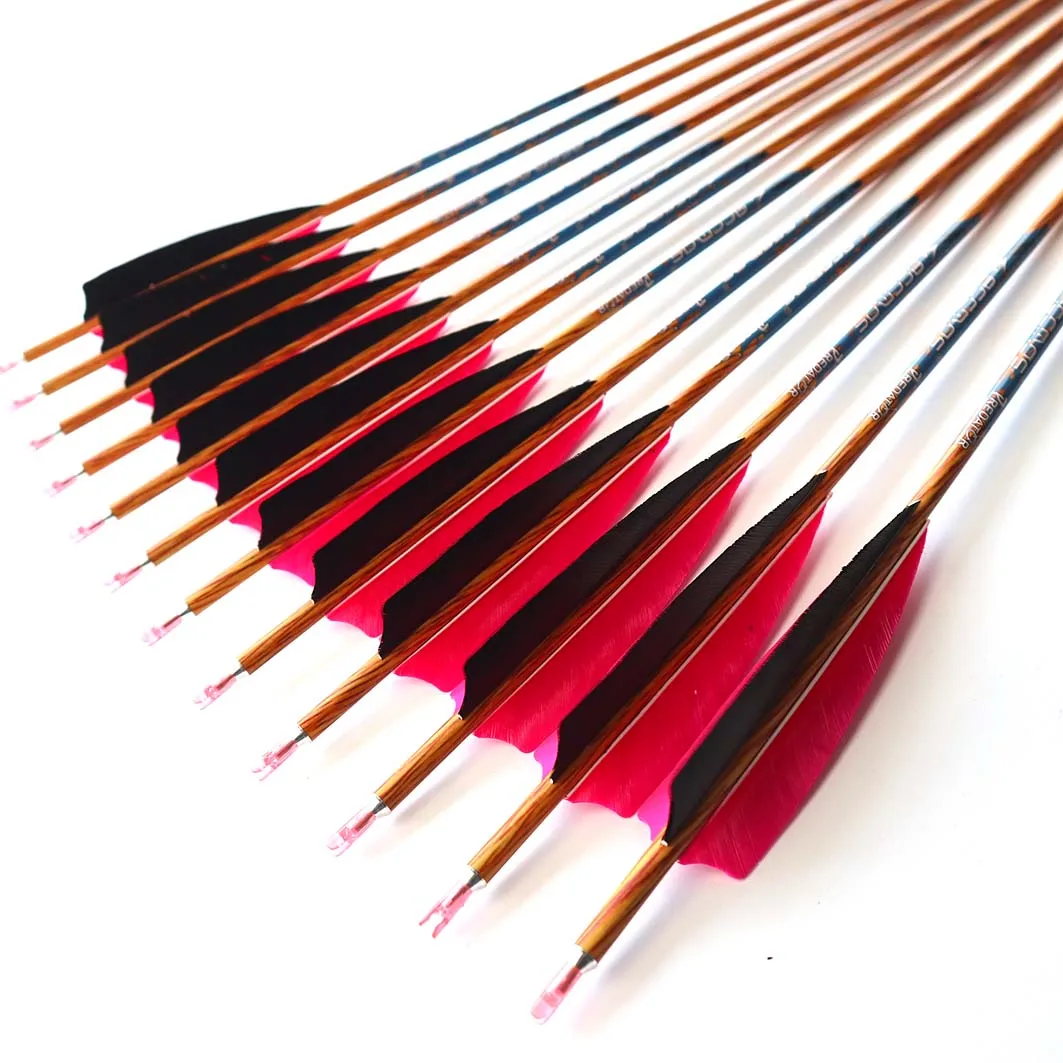 12 шт. 33 дюйма древесная кожа карбоновая стрела для позвоночника 350 400 450 500 550 600 с 5