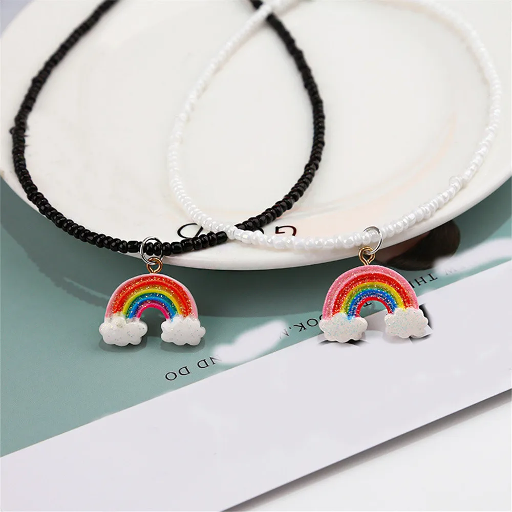 Best Friend Necklace Women's For Girl Rainbow Charm Fashion Lady Cloud Luck Jewelry Long Pendant | Украшения и аксессуары