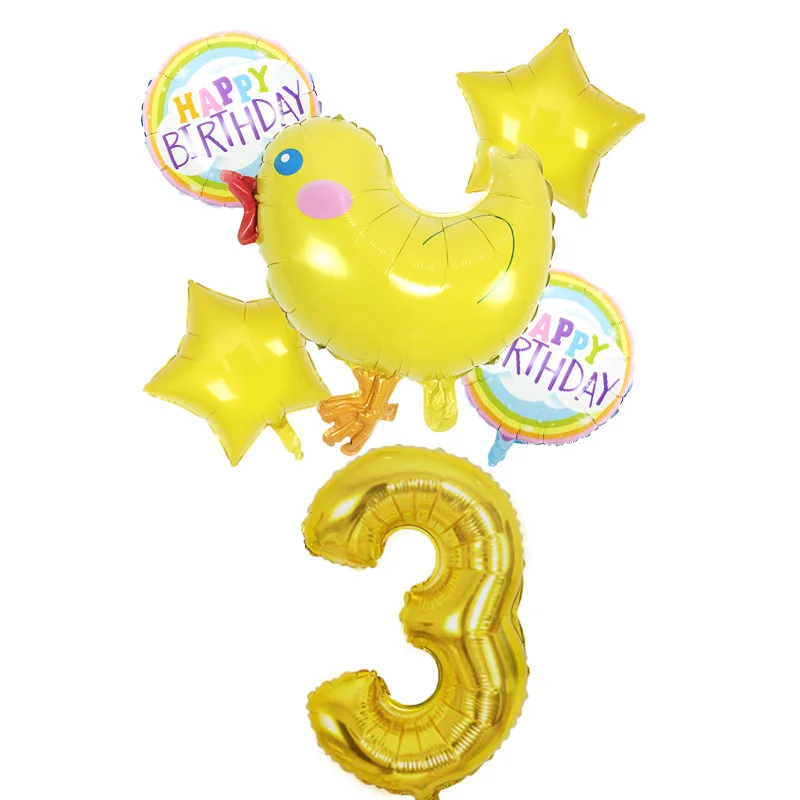 

Cartoon yellow Chick Shaped number Birthday Party Aluminum Balloons baby shower Party Event Decoration Balloons Wholesale