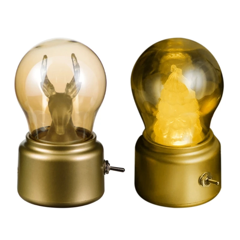 

Светодиодная лампа в форме лося/рождественской елки, настольный светильник с USB-зарядкой, ночсветильник в ретро стиле, креативсветодиодный ...