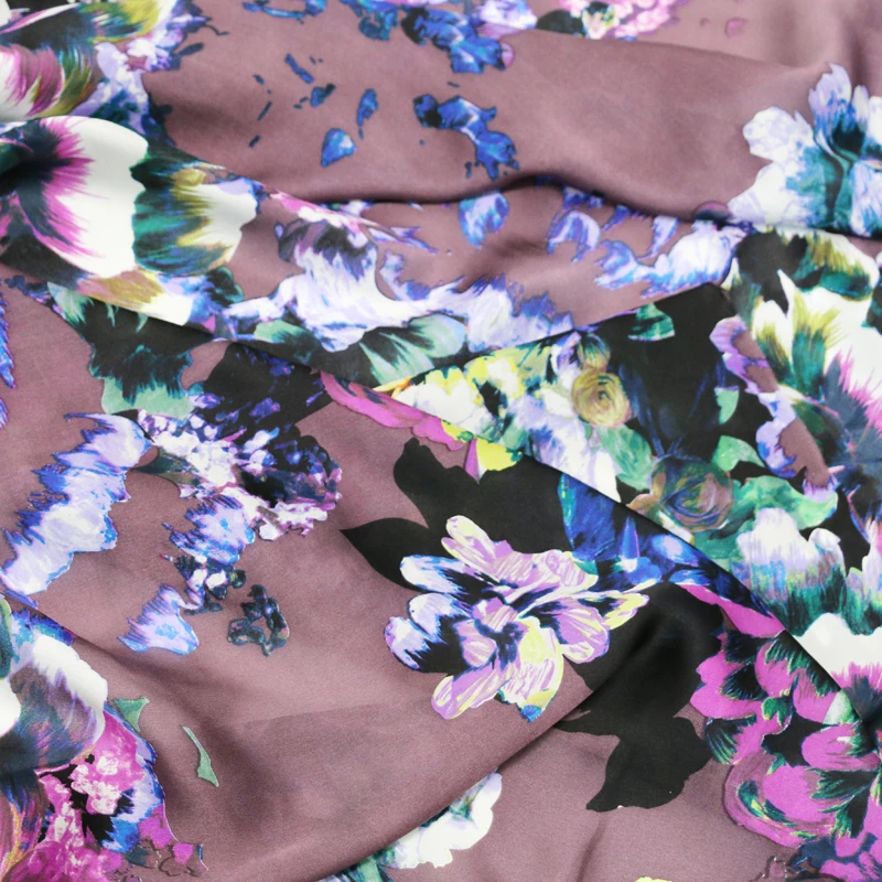 Винтажная шелковая атласная ткань с цветочным рисунком мягкое платье рубашка