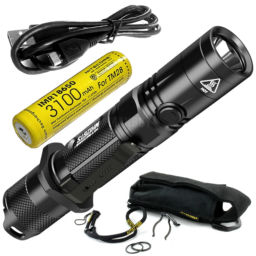 2021 Nitecore 1800 LMs MH12GTS + 18650 Батарея Micro USB Перезаряжаемые тактический фонарик CREE XPP35 HD