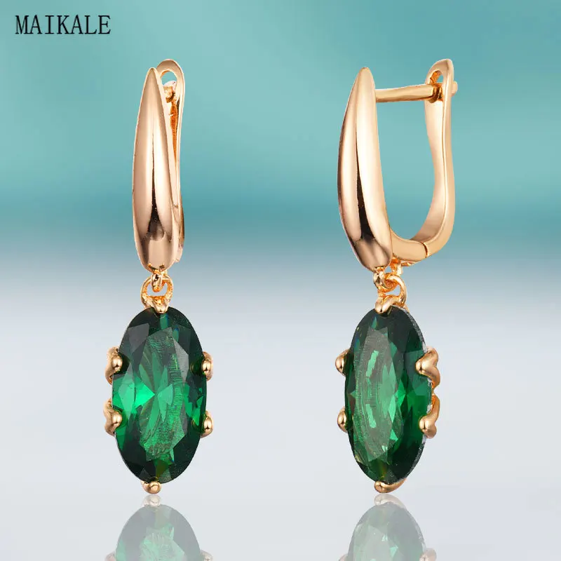 Женские классические серьги капельки MAIKALE с зеленым и синим цирконом корейская