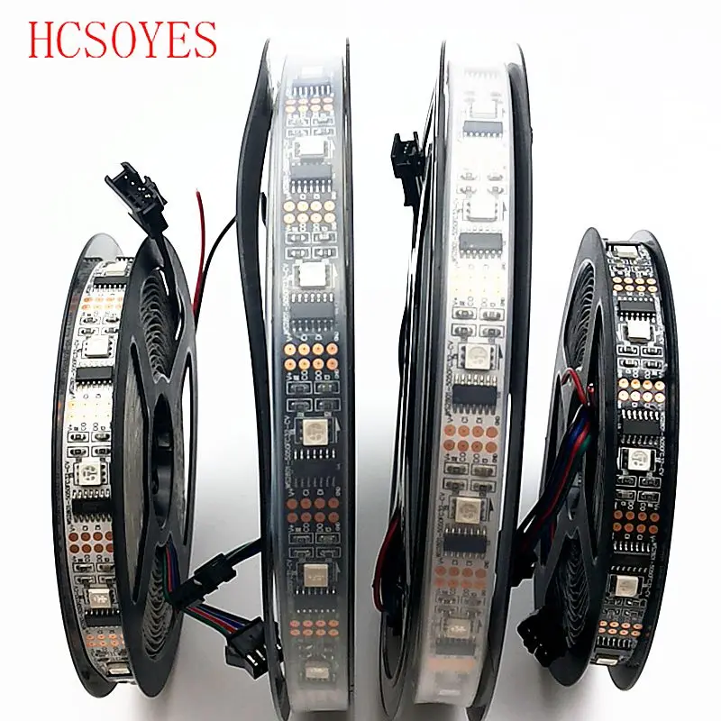 

1 м/5 м DC5V ws2801 индивидуально Адресуемая 32 СВЕТОДИОДА/М 5050 RGB Светодиодная лента 12 мм TV led Magic Dream цветная веревка