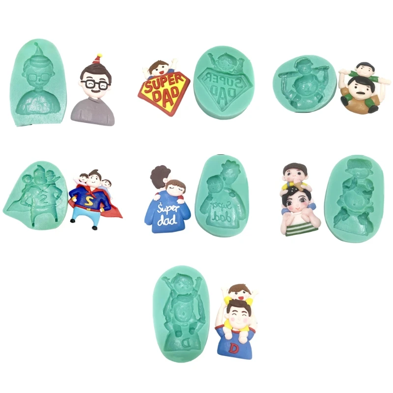 

85LA Father's Day Elements Silicone Molds for Baking Fondant Cake Crystal Epoxy Non-Stick DIY Mould Home Kitchen Bar Supplies