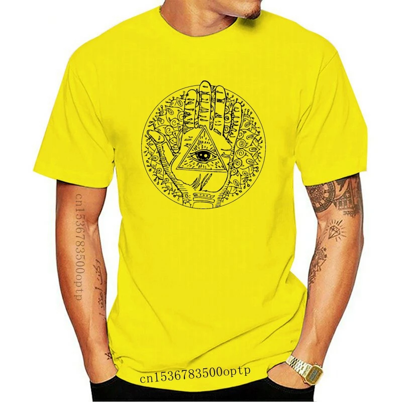 

RETRO VINTAGE ALL SEEING EYE HAMSA HAND 100% Cotton Mens SPIRITUAL T-shirt Tee