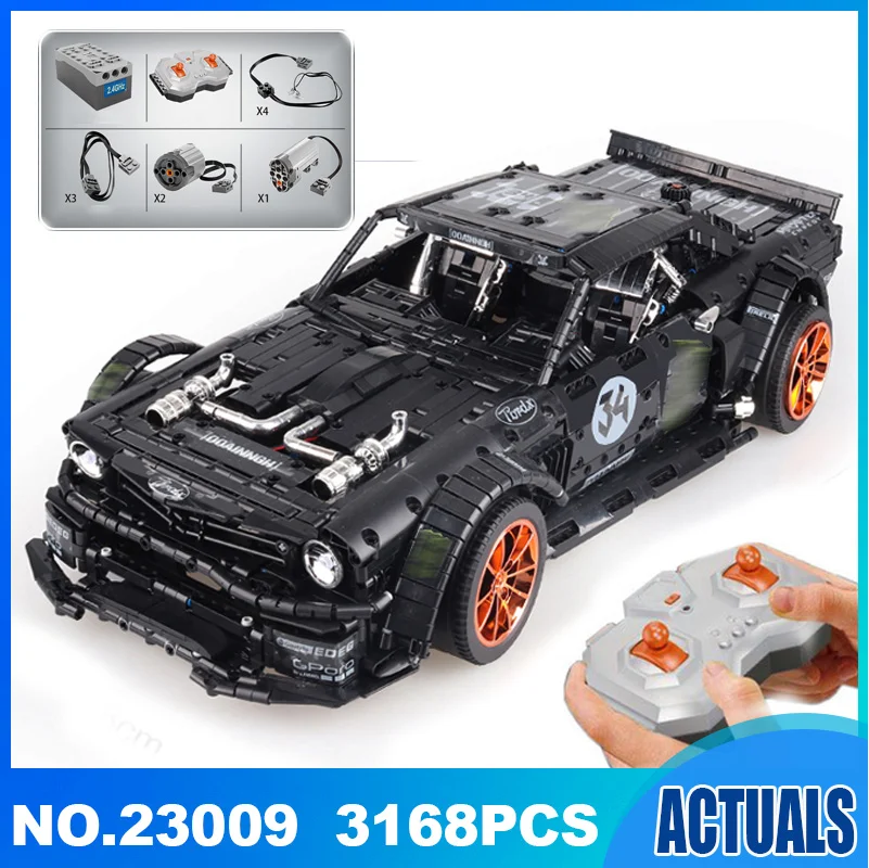 

Новинка 23009, гоночный автомобиль Ford Mustang Hoonicorn 1965, строительные блоки, Детские кубики, Обучающие игрушки, подарки