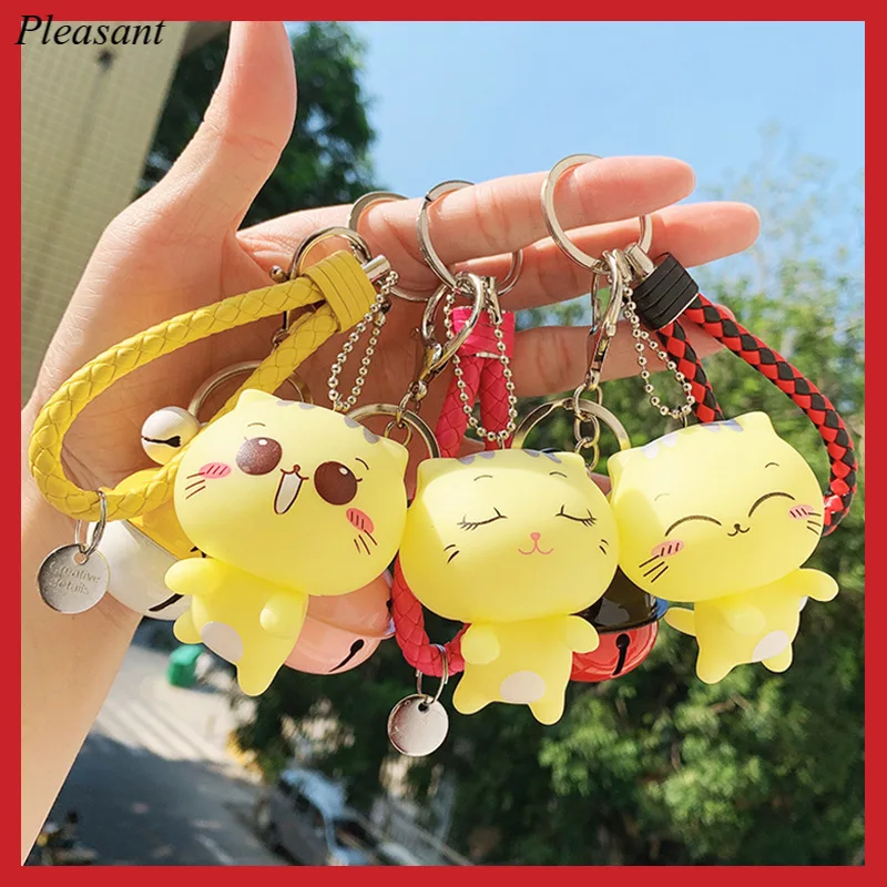

CC Cat Korea Cute Keychain Pendant Car Pendant Bag Cartoon Expression Cat Small Gift Creative Metal Keychain Ring