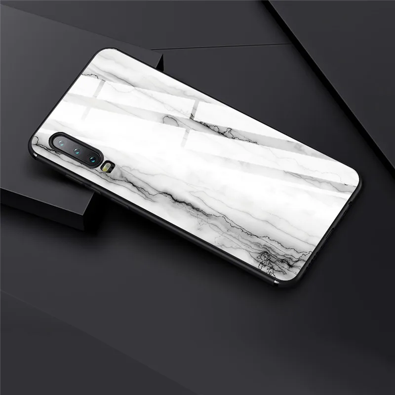 Tempered Glass Case For Huawei 9 10 Lite 8X 8X MAX White Marble Phone Cases For Nova 3 P-smart-Z P30 P20 Lite MATE 20 LITE Funda