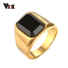 Vnox панк черный камень Кольца для Для мужчин ювелирных изделий Цвет Для мужчин кольцо добавить Бесплатный Подарочная коробка