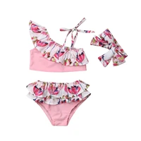 toddler baby floral swimwear for girls three piece swimsuits with head band girls swimsuit kids bathing suit 6m 4y