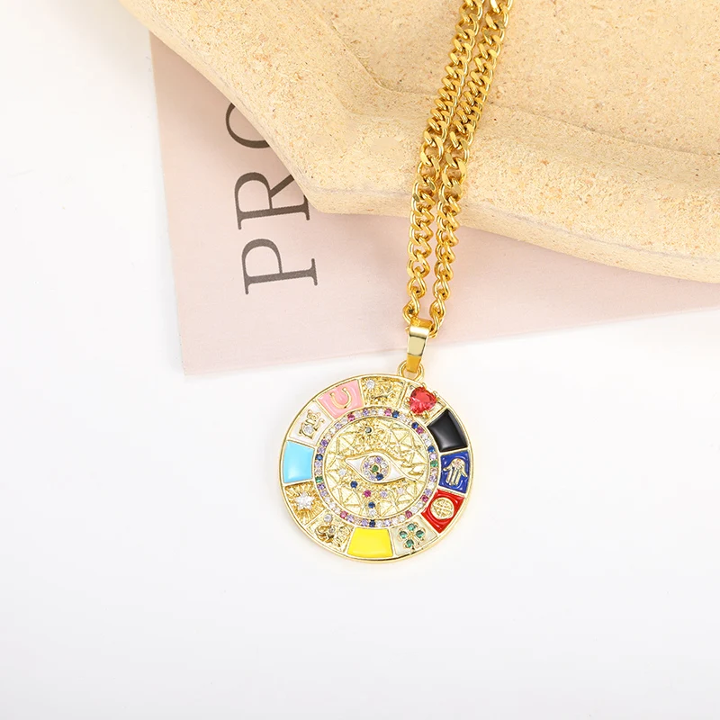 Ожерелье золотого цвета с эмалью и эффектом капель индейки | Украшения