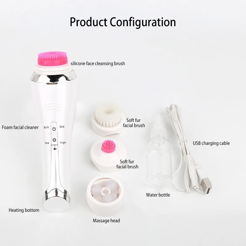 

Electric Face Cleanser Washing Brush Skin Deep Cleaning Massage Makeup Remover 3 In 1 Multifunction Beauty Tool USB Charging