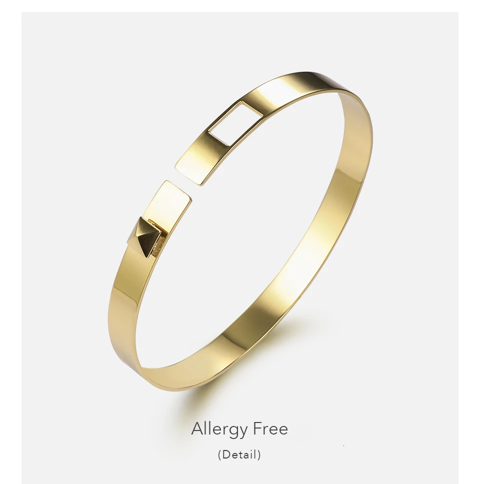 ENFASHION Pyramid Simple Cuff Bracelets Bangles For Women Gold Color Stainless Steel Minimalist Bangle Fashion Jewelry B192053