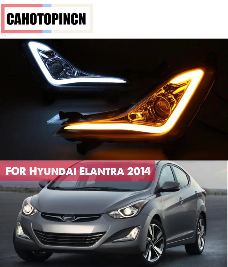 2 шт. для Hyundai Elantra 2014 2015 светодиодный противотуманный фонарь DRL дневной ходовой