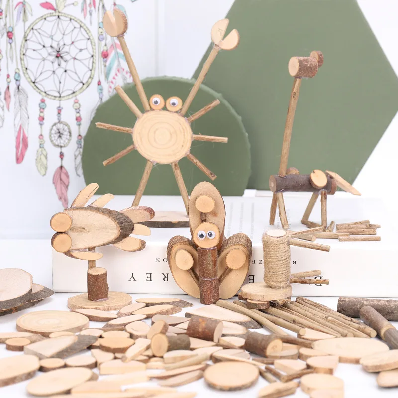 4 шт./лот Креативные Круглые деревянные чипсы сделай сам из натуральных веток для