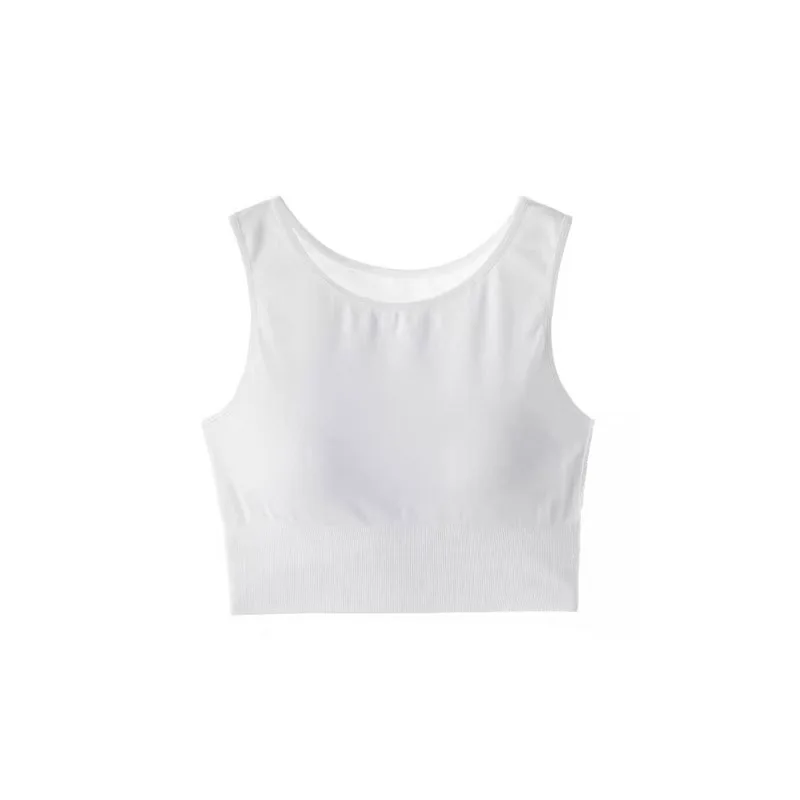 

Summer women's vest casual solid color round neck slim short vest