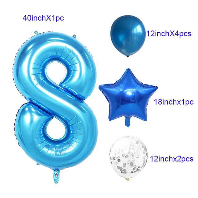Same as picture Воздушный шар на 1 день рождения, 1 год, с цифрами, на 1, 2, 3, 4, 5, 6, 7 лет, украшение на день рождения, для маленьких мальчиков и девочек - Цвет: Same as picture