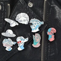 interesting segmented sculpture art brooch bag clothes backpack lapel enamel pin badges cartoon jewelry gifts for friends women