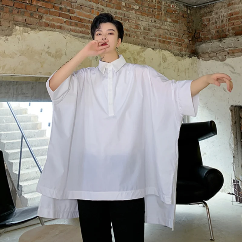 Small Design Urban Youth Short Sleeve Hair Stylist Loose Large Shirt