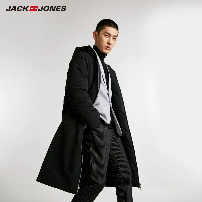 JackJones мужская двусторонняя парка с капюшоном пальто Длинная стеганая куртка мужская одежда 218409505