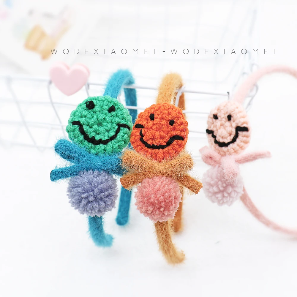 

Повязка на голову для девочек, трикотажная, с улыбающимся лицом