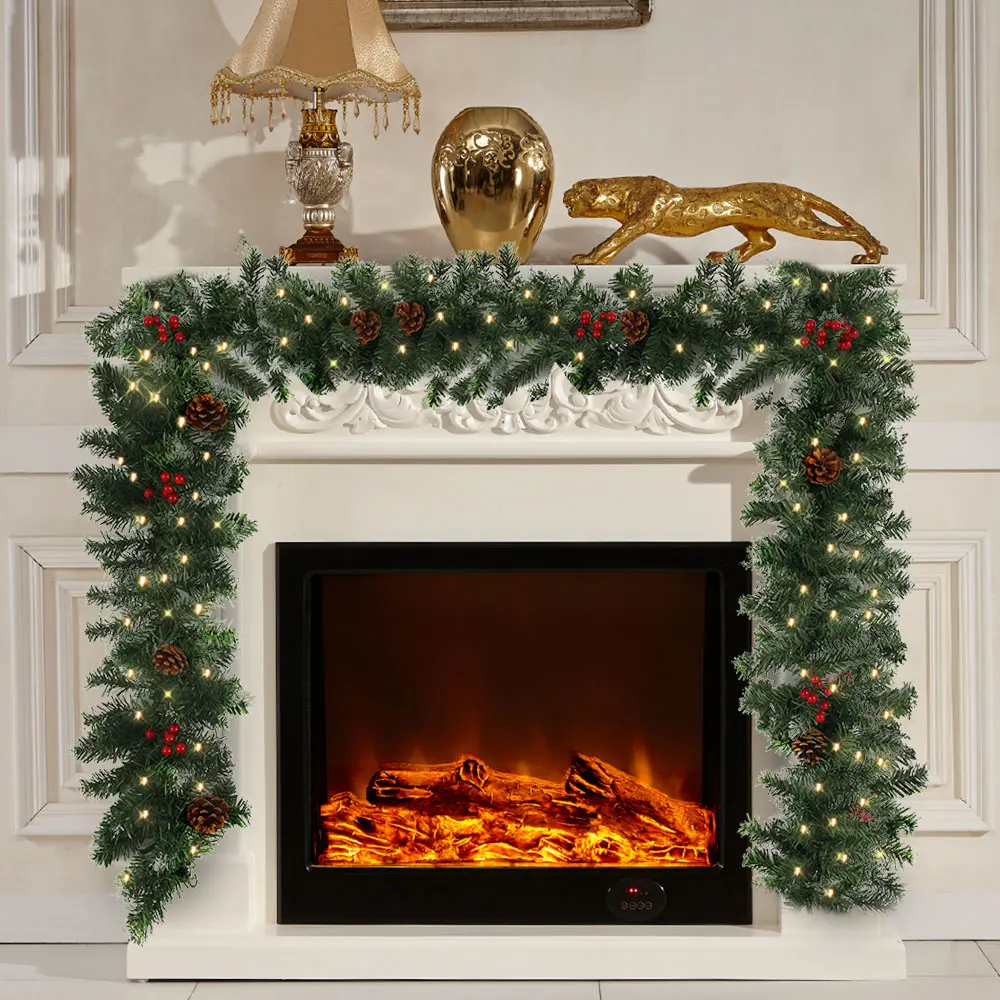 

1.8/2.7M Artificial Christmas Fireplace Garland Wreath Pine Tree Ornament Christmas Tree DIY Hanging Rattan Garlands Decoration