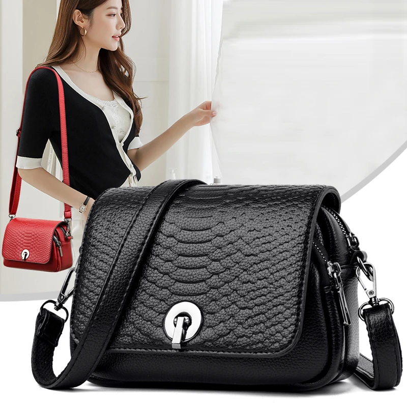 

Женская сумка с клапаном из крокодиловой кожи, роскошный брендовый саквояж на плечо из высококачественной искусственной кожи, маленькая кв...