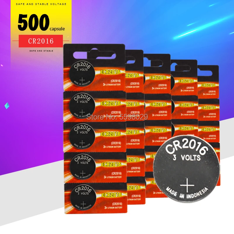 500 шт./лот литиевые элементы питания 3 в Кнопочная батарея DL2016 KCR2016 CR2016 LM2016 BR2016