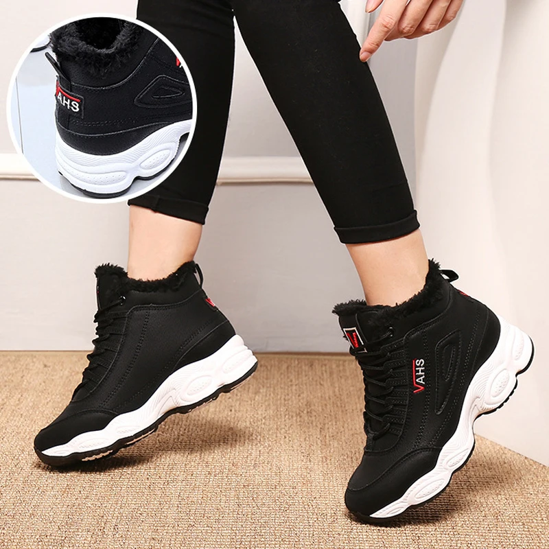 VTOTA Chunky Sneakers Women Winter Warm Shoes New Platform Wedges Shoes Tenis Feminino Pink Fur Vulcanized Shoes Snow Shoes ISN